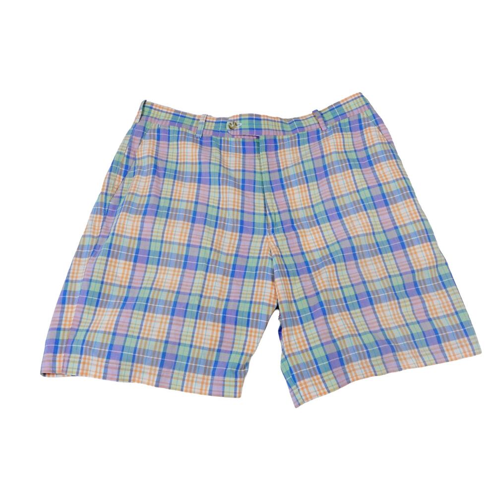 Peter Millar Vintage Pastel Plaid Chino Golf Shorts 8” Inseam Men’s Size 36